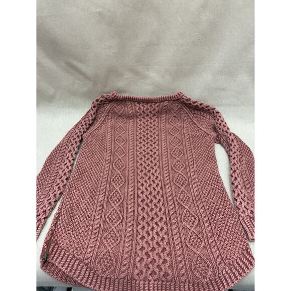 L.L.Bean Signature Cotton Fisherman Tunic Sweater L Rose Cable Knit - Picture 16 of 16